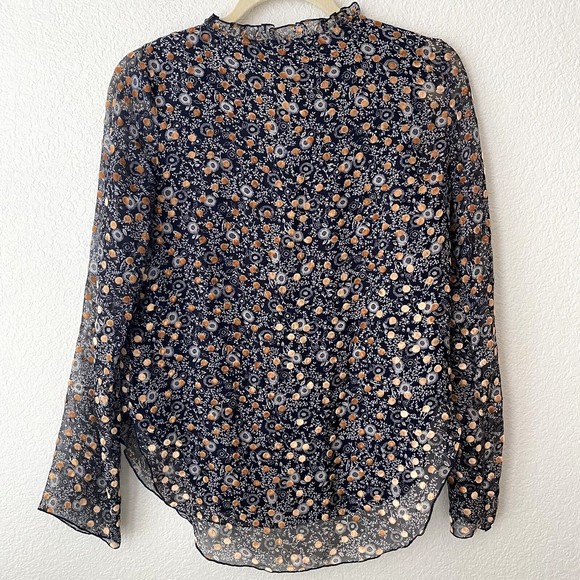See by Chloe Womens Silk Blend Blouse Top Size 38 Floral Polkadot - Picture 2 of 10